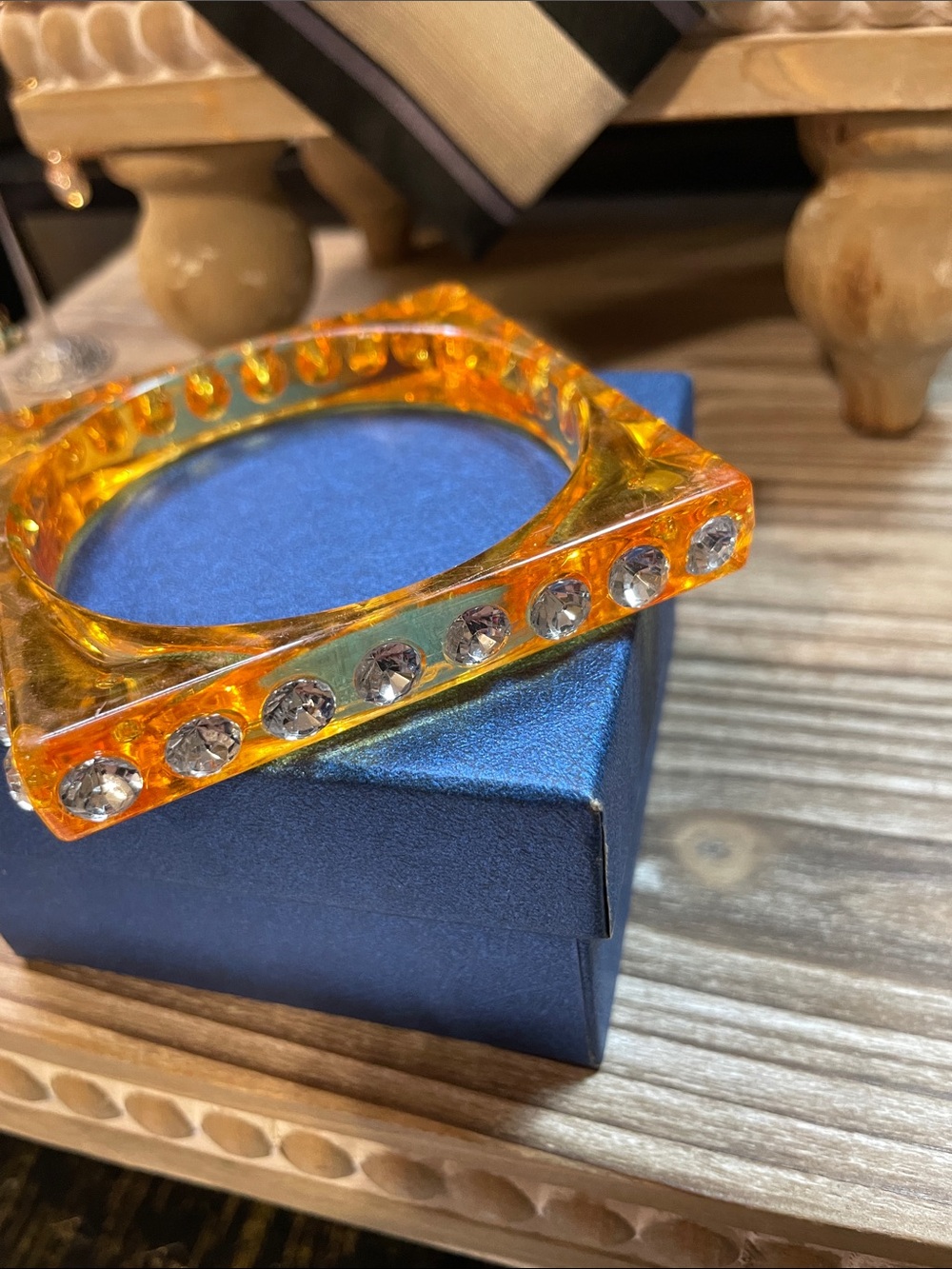 Amber Color Square Rhinestone Bracelet - Picture 4 of 6